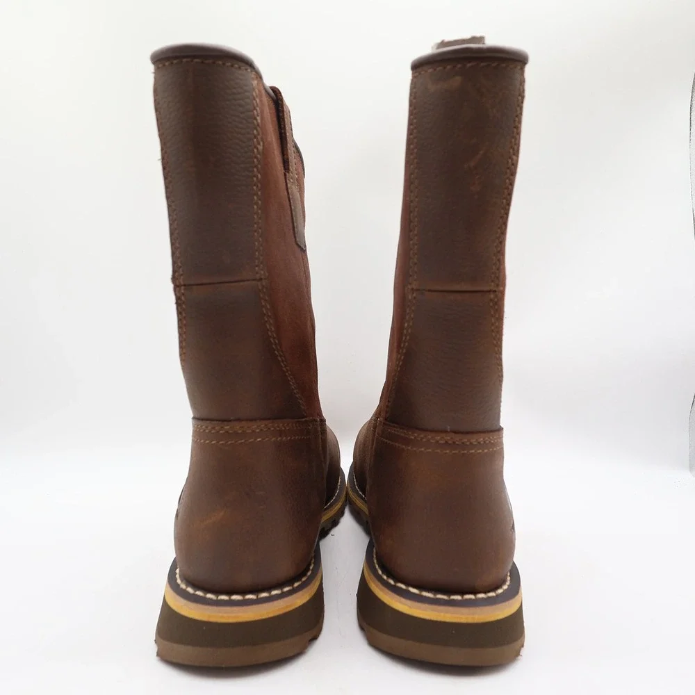 Carhartt Work Boots Mens 9 M Brown Leather Pull-On Waterproof CMP1453 NIB